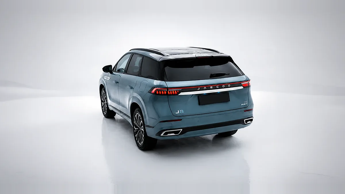 Jaecoo 8 PHEV Exclusive 1.5 TGDI 3DHT AWD 7p. de renting en Valencia — Lateral